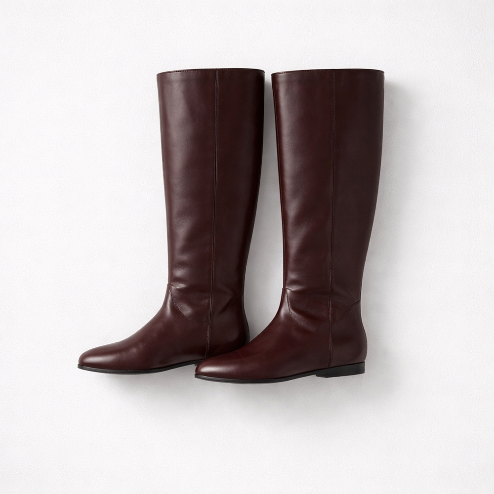 Burgundy Leather Knee-High Boots.   B6